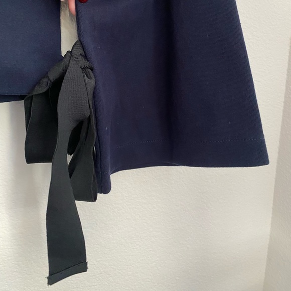 J. Crew • Navy Blue Tie Bell Shaped Long Sleeve Knit Blouse Top - Picture 6 of 16